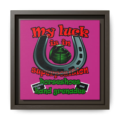 my luck - framed canvas art (pink)