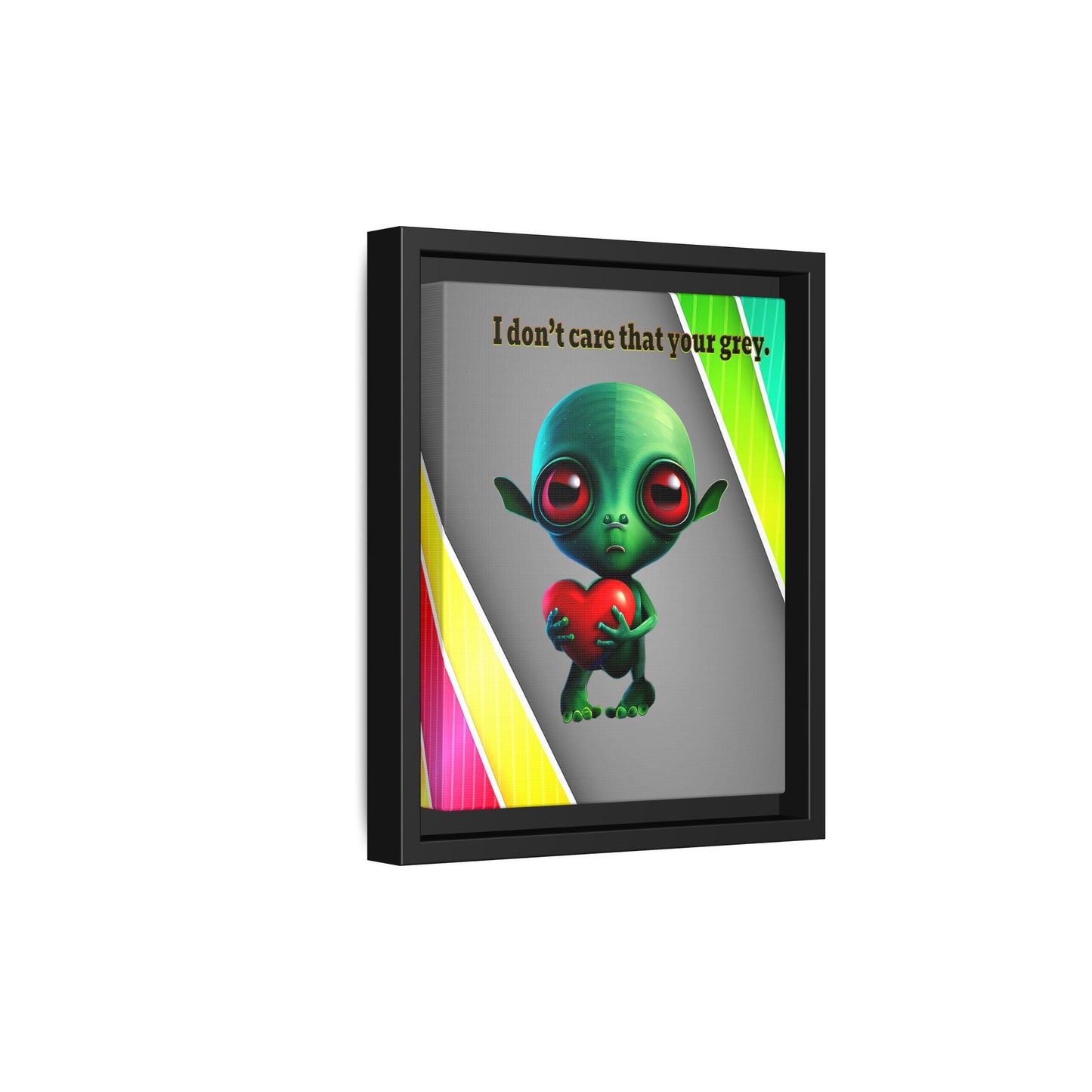 I don't care that your grey - framed canvas art (rainbow split)
