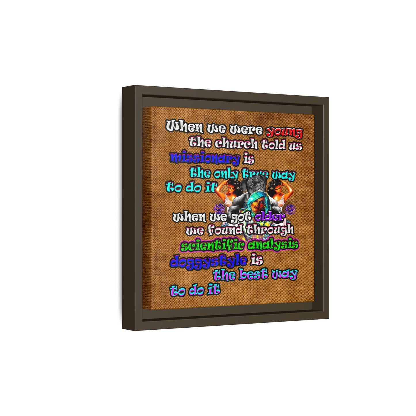 doggystyle - framed canvas art (brown papyrus)