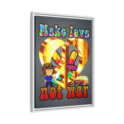 love peace - framed canvas art (grey-light grey)
