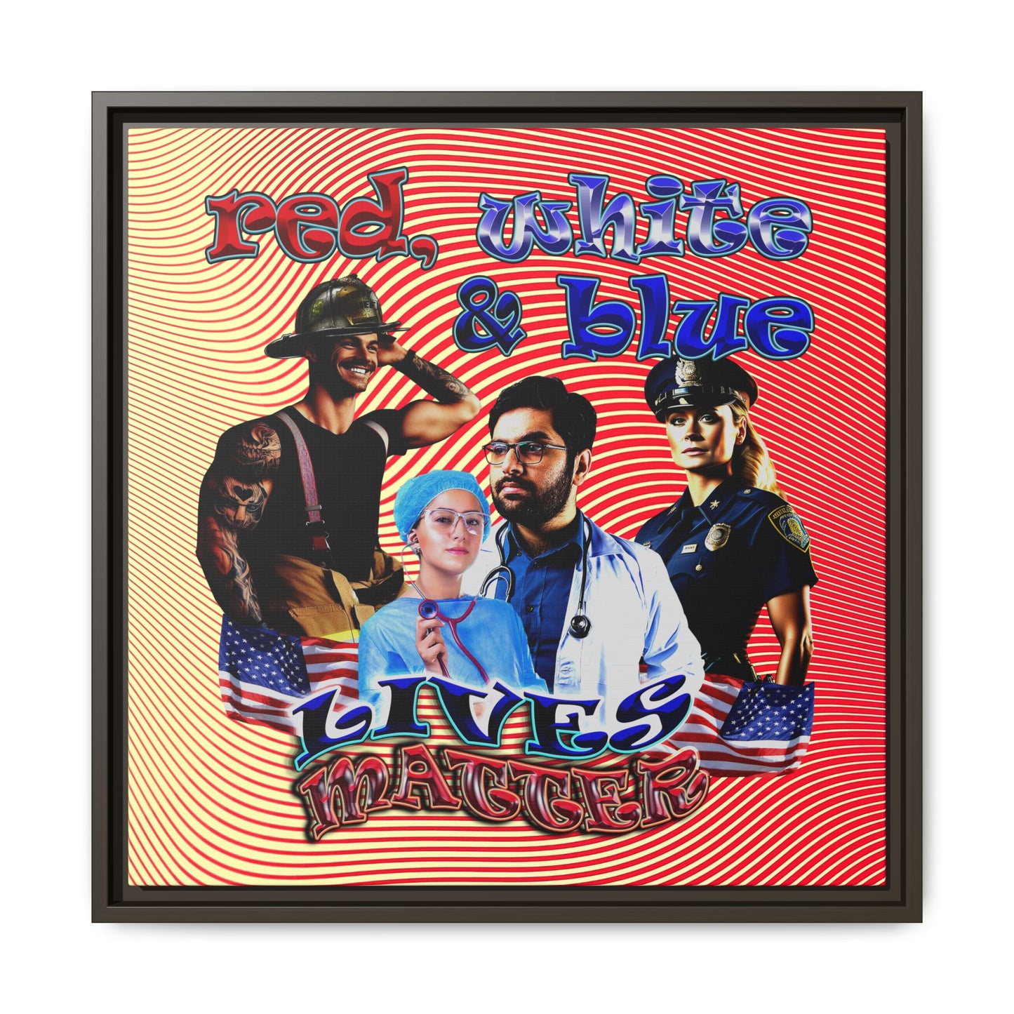 rw&b lives matter - framed canvas art (yellow-orange wave)