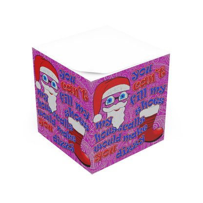 santa's shoes - note cube (pink swirl)