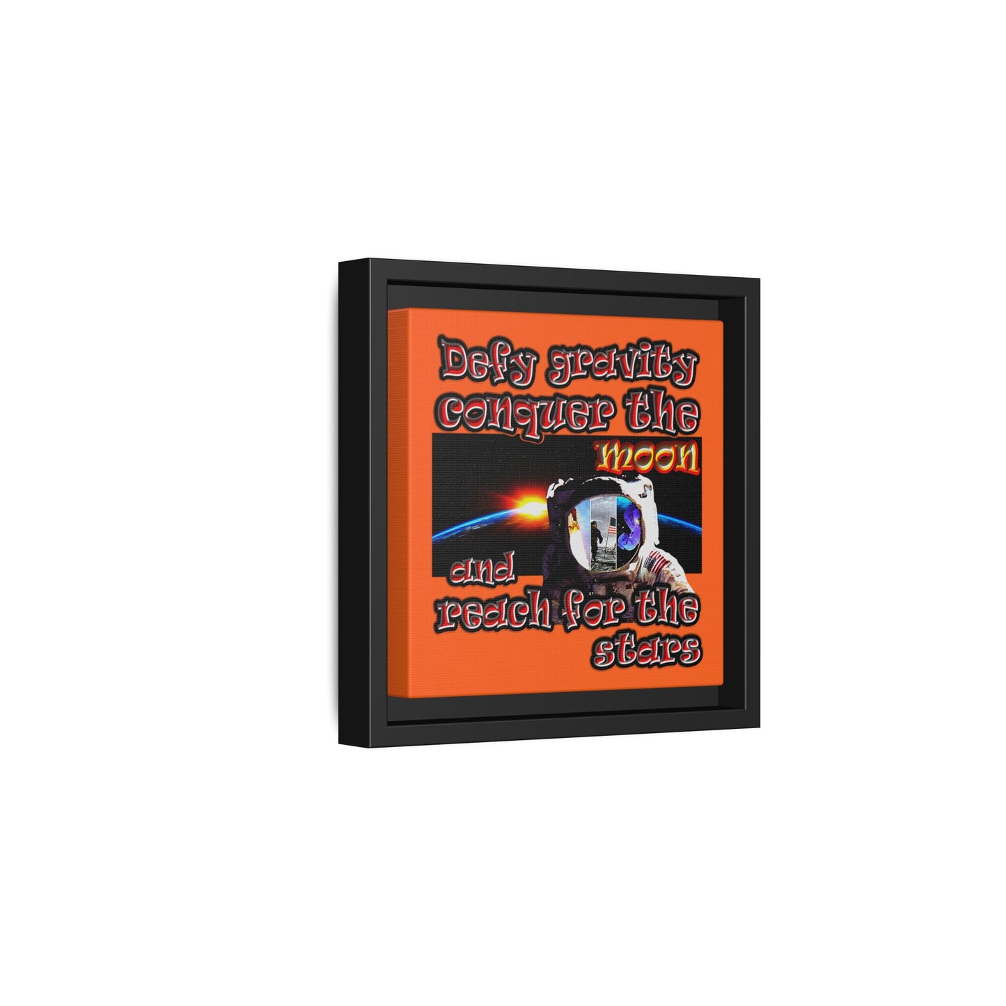 defy conquer reach - framed canvas art (orange)