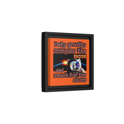 defy conquer reach - framed canvas art (orange)