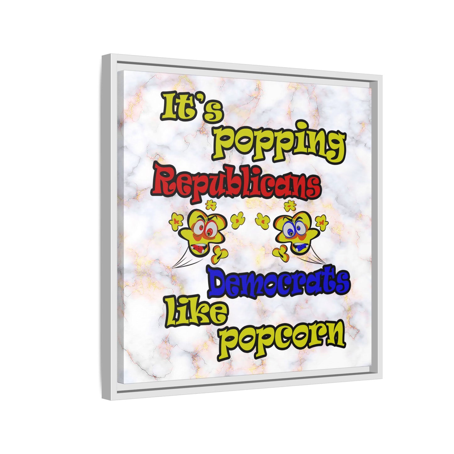 popping like popcorn - framed canvas art (white marble)