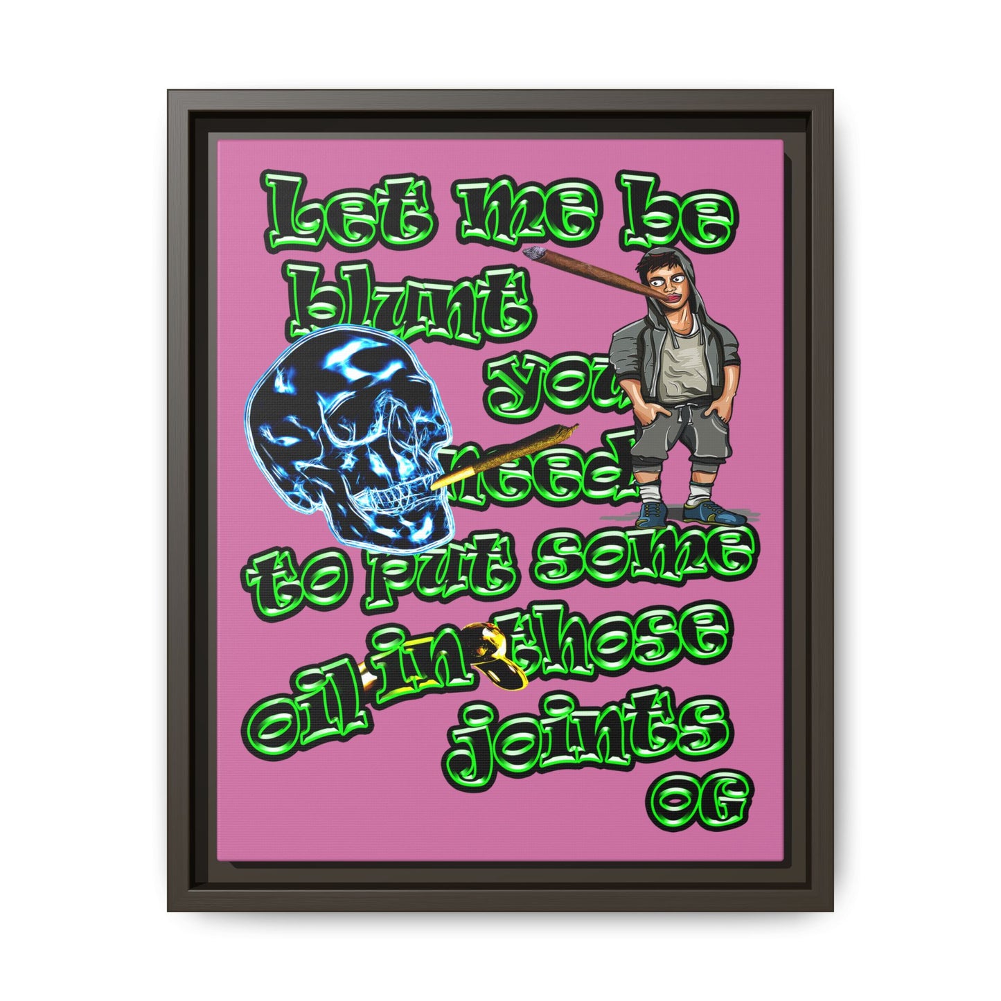 og - framed canvas art (light pink)