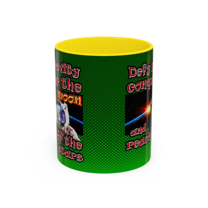 defy conquer reach - Accent Mug (logo green)