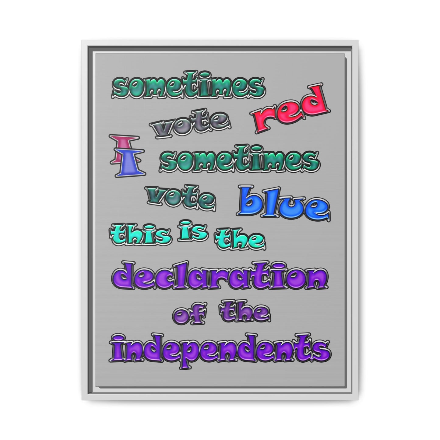 declaration of the independents - framed canvas art (light grey)