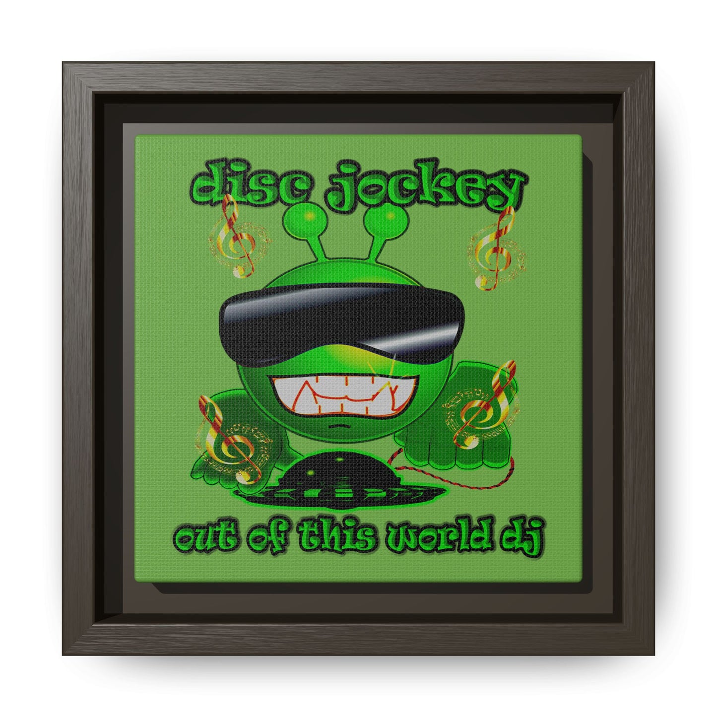 disc jockey - framed canvas art (green)