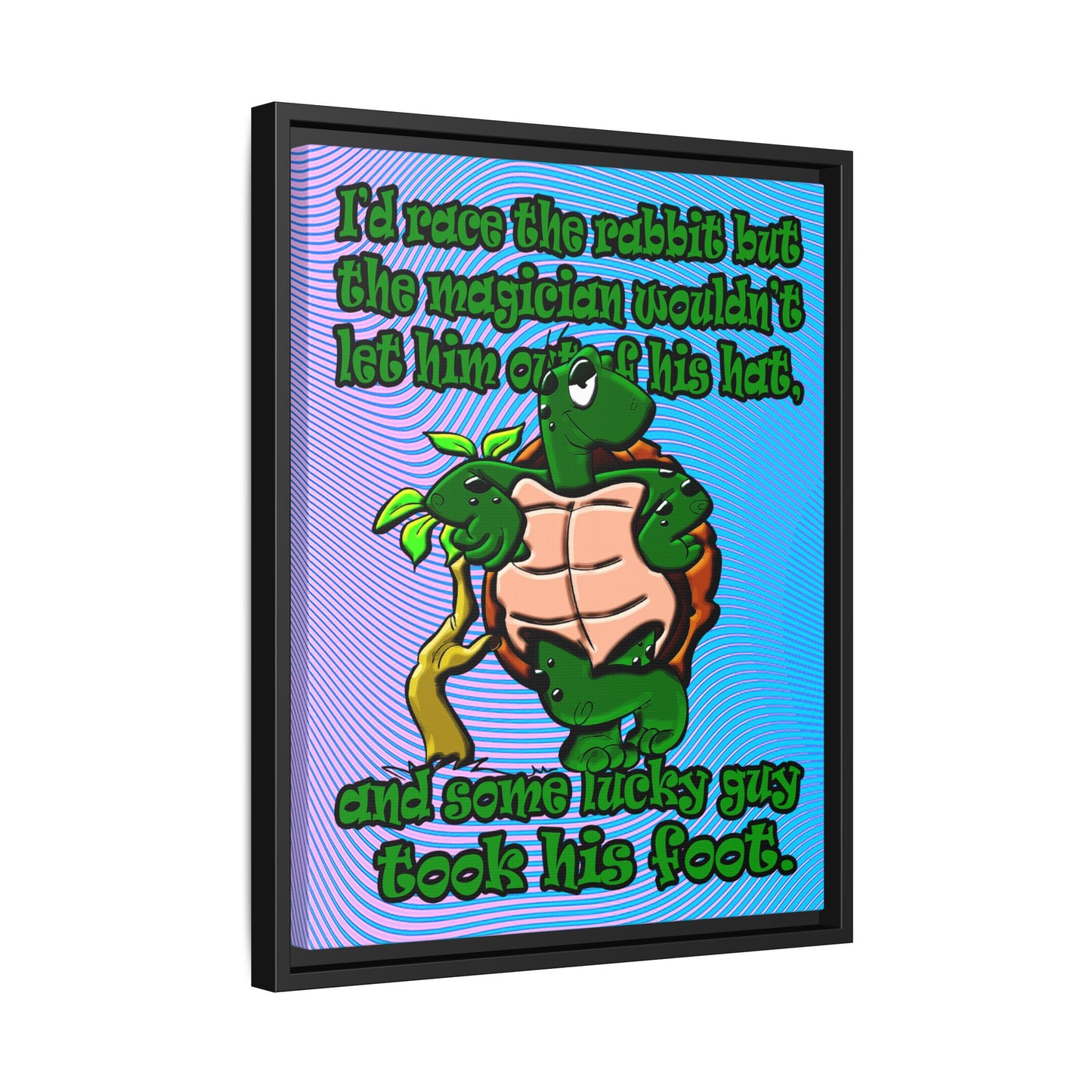 turtle race - framed canvas art (light blue-purple wave)