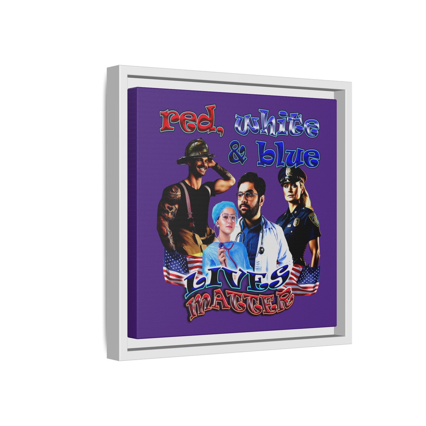 rw&b lives matter - framed canvas art (purple)