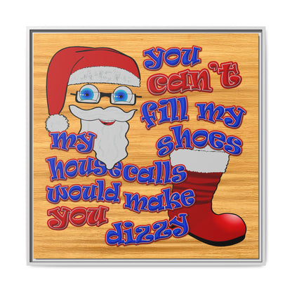 santa's shoes - framed canvas art (butterscotch wood finish)