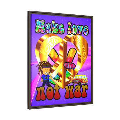 love peace - framed canvas art (purple-pink wave)