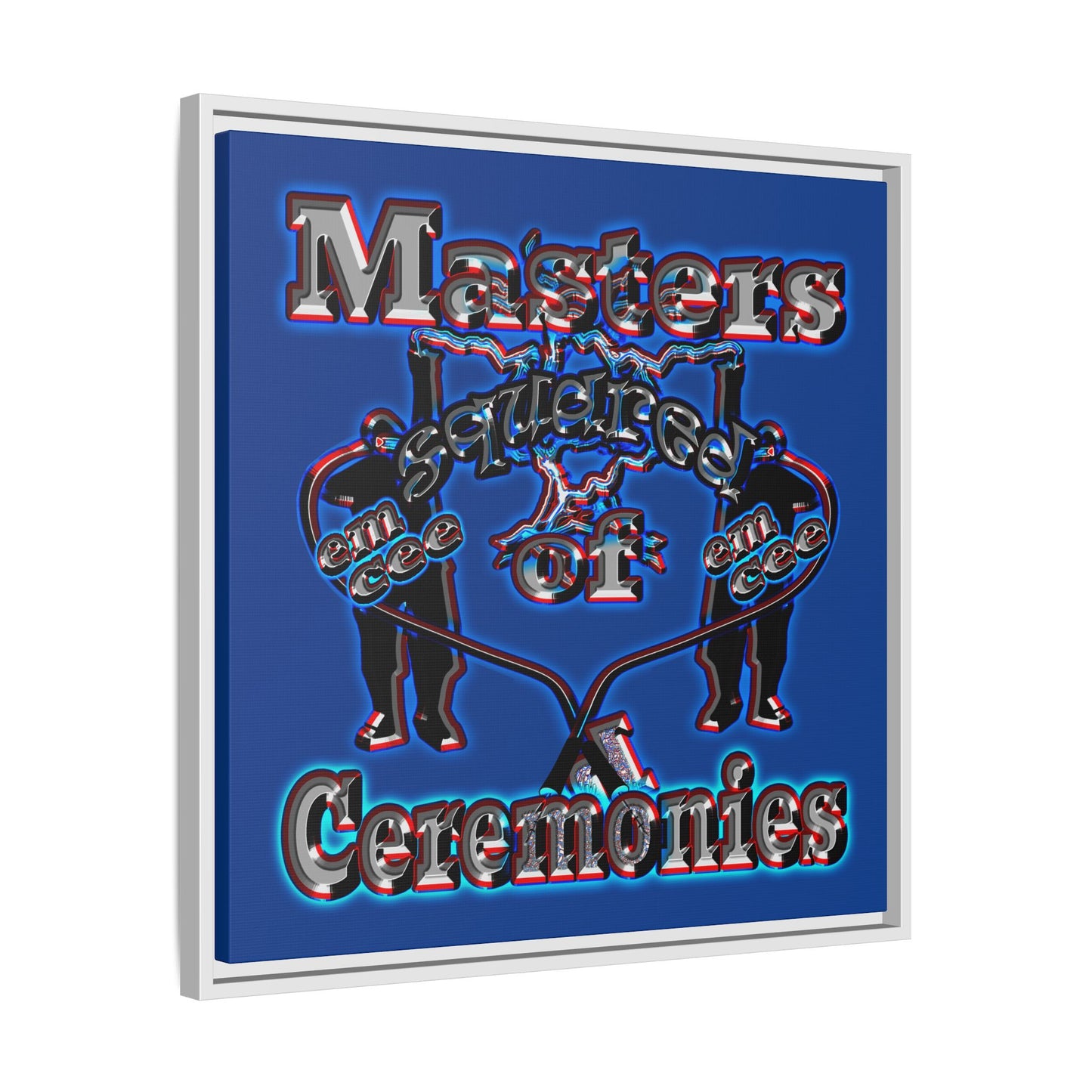 em cee squared - framed canvas art (dark blue)