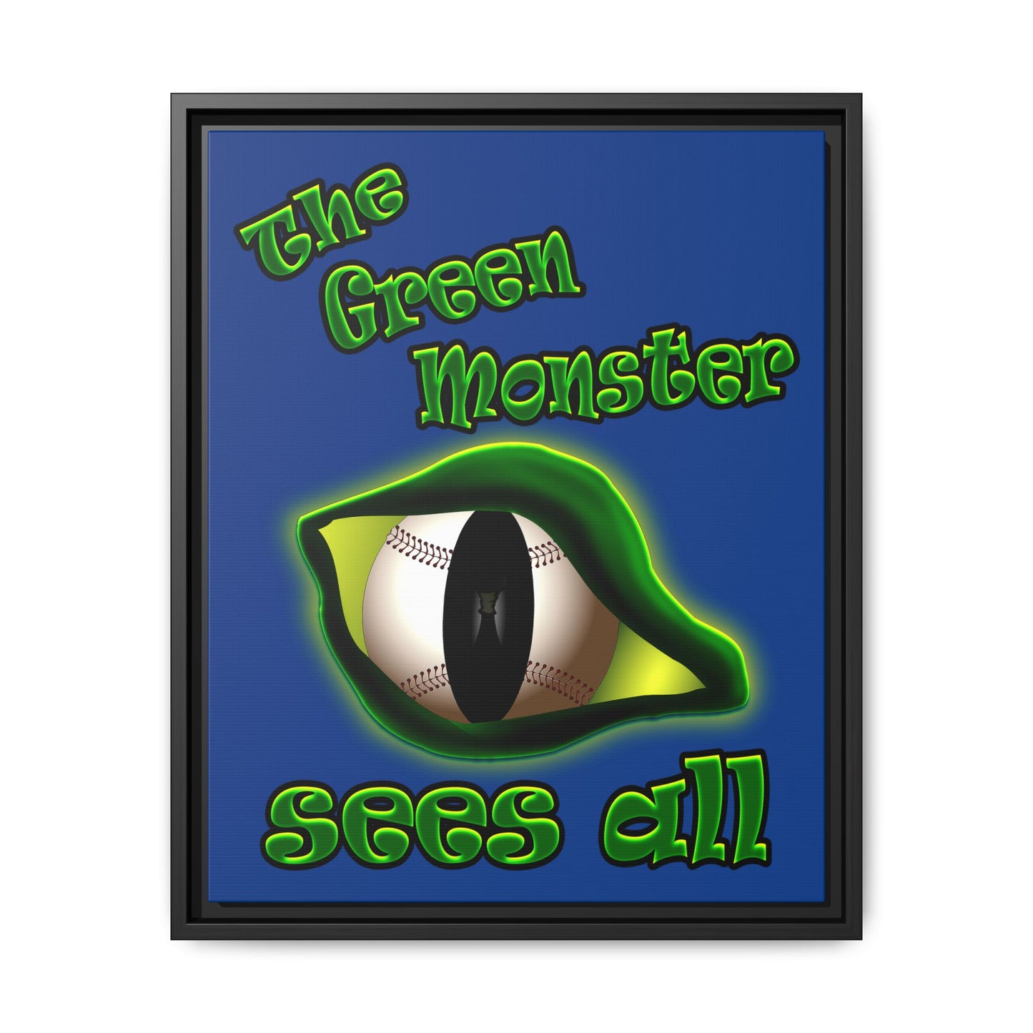 green monster - framed canvas art (dark blue)