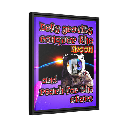 defy conquer reach - framed canvas art (purple-pink wave)