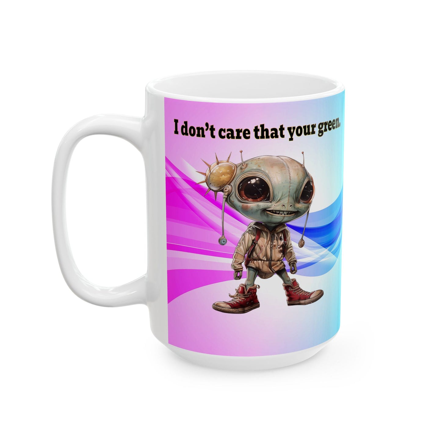 I don't care that your grey - White Mug (light blue-pink wave)