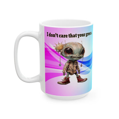 I don't care that your grey - White Mug (light blue-pink wave)