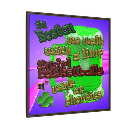 celtics logo - framed canvas art (purple-pink wave)