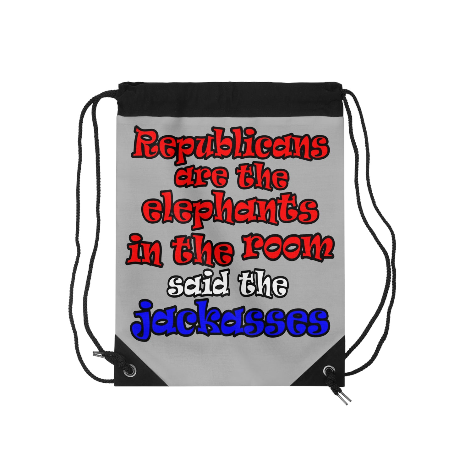donkeys and elephants - Drawstring Bag (light grey)