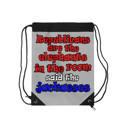 donkeys and elephants - Drawstring Bag (light grey)