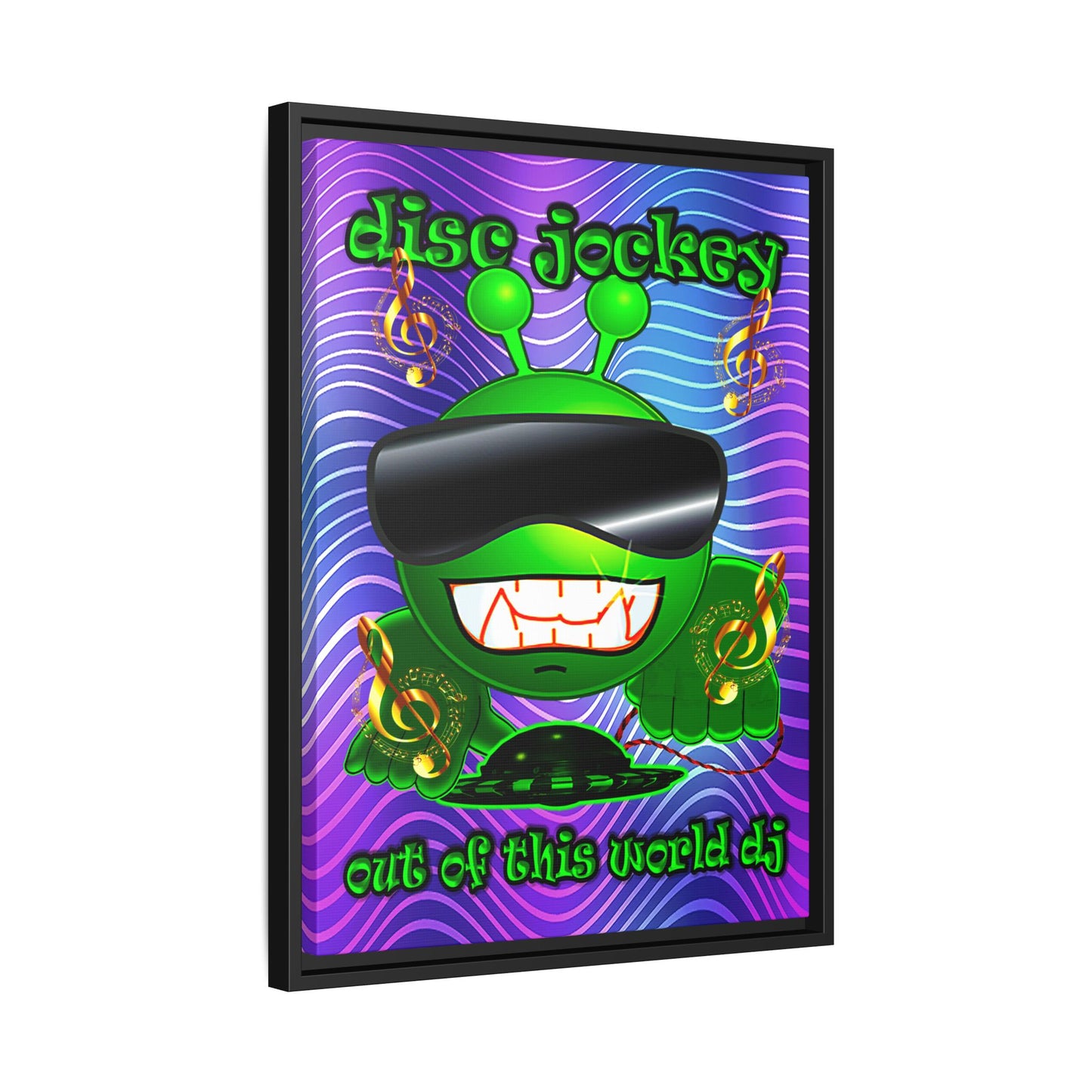 disc jockey - framed canvas art (purple wave)