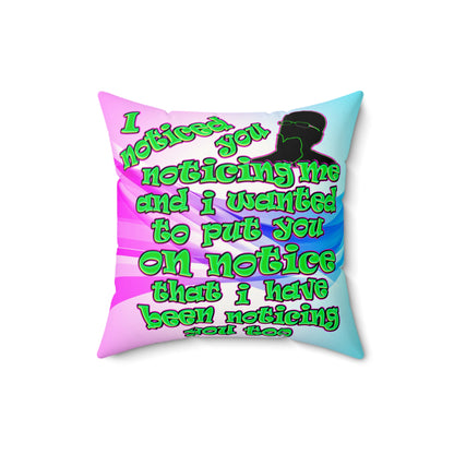 noticed you noticing - Faux Suede Square Pillow - (light blue-pink wave)