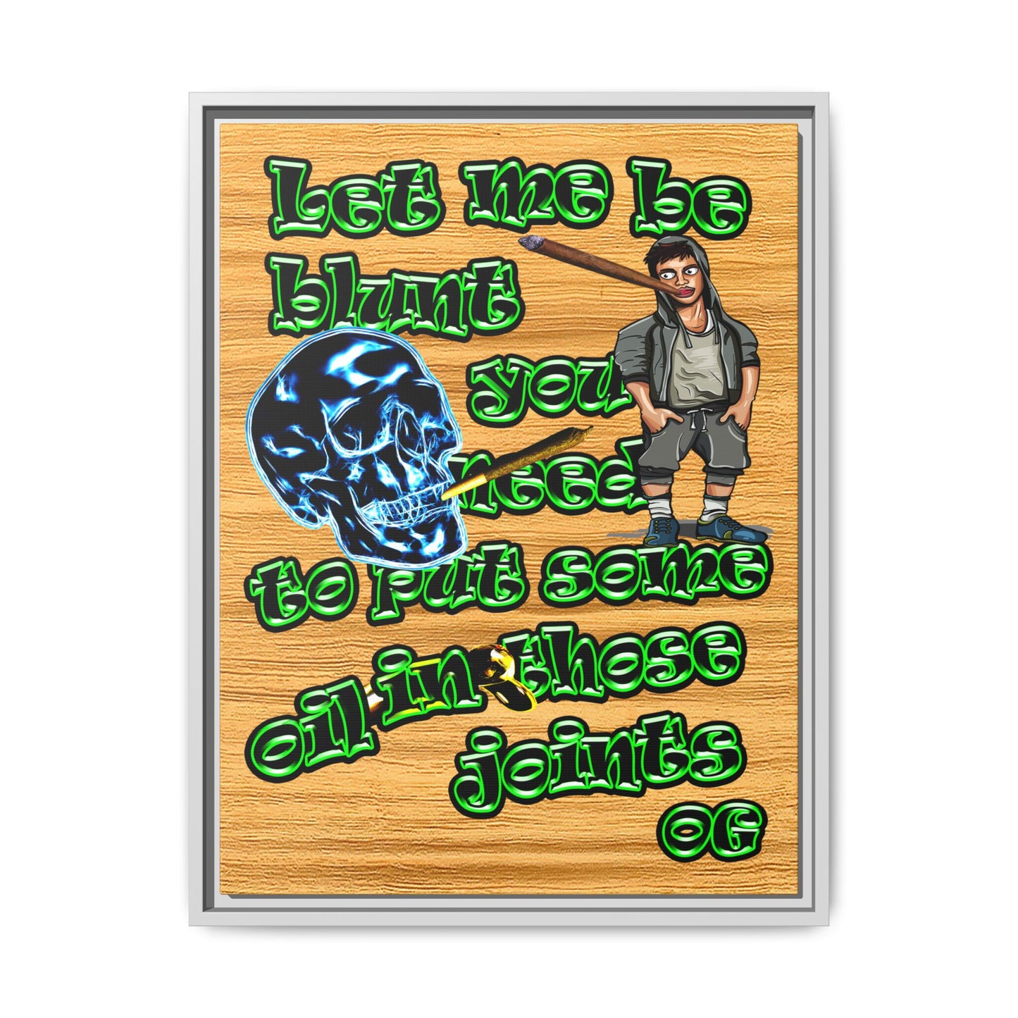 og - framed canvas art (butterscotch wood finish)