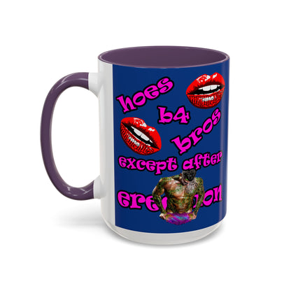 hoes b4 bros - Accent Mug (dark blue)