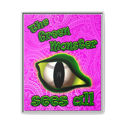 green monster - framed canvas art (pink swirl)