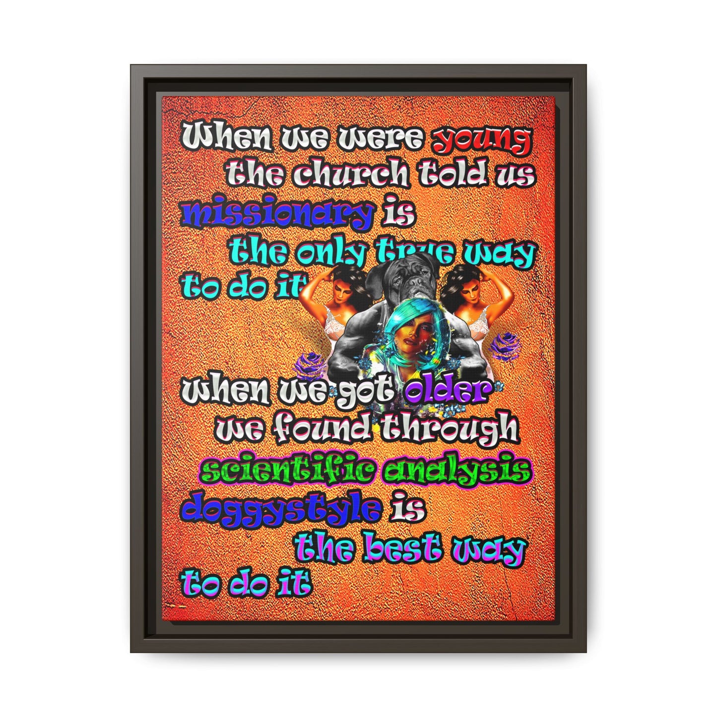 doggystyle - framed canvas art (burnt orange)