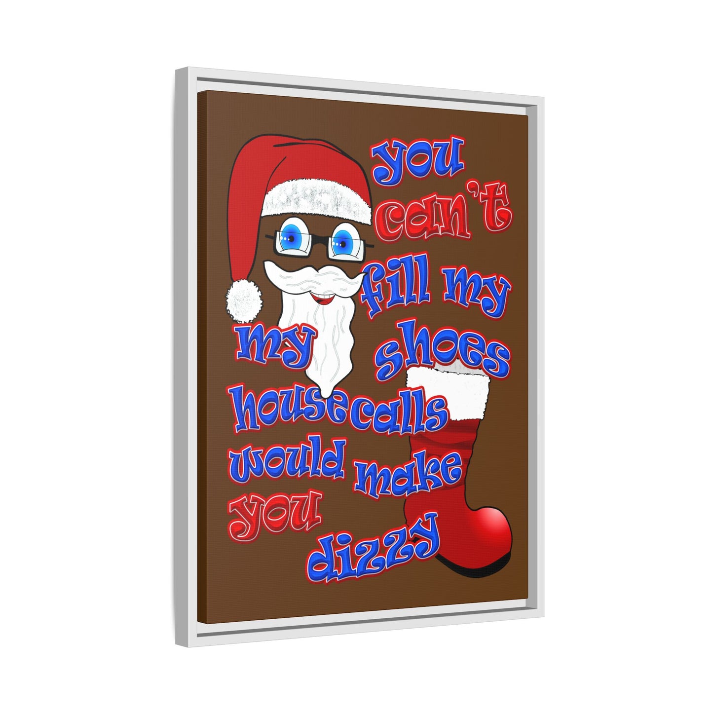 santa's shoes - framed canvas art (brown)