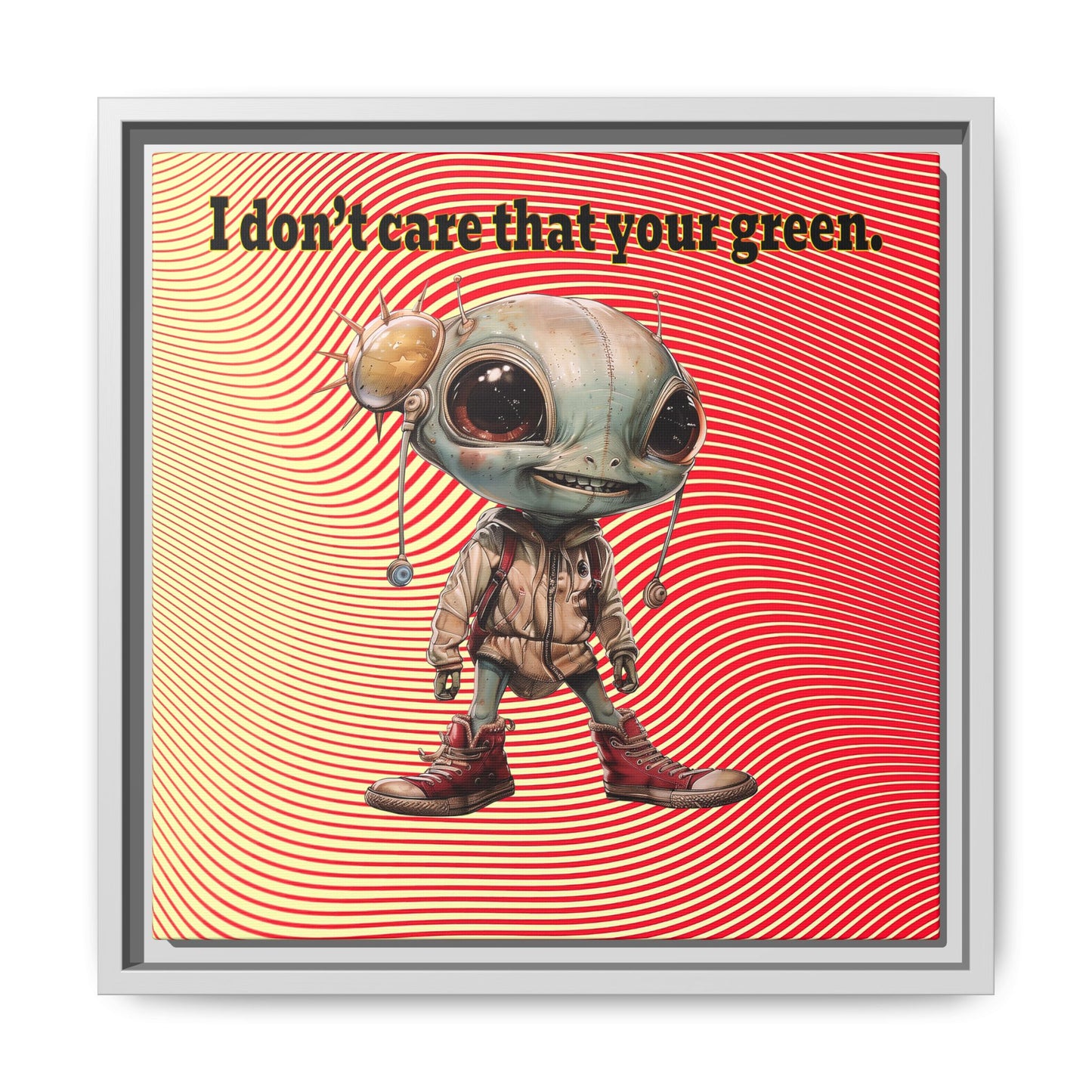 I don't care that your green - framed canvas art (yellow-orange wave)
