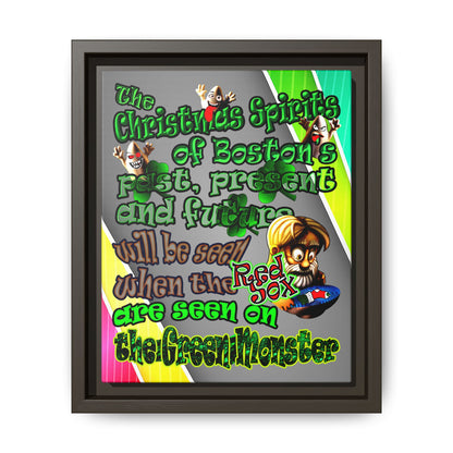 christmas spirits of boston - framed canvas art (rainbow split)