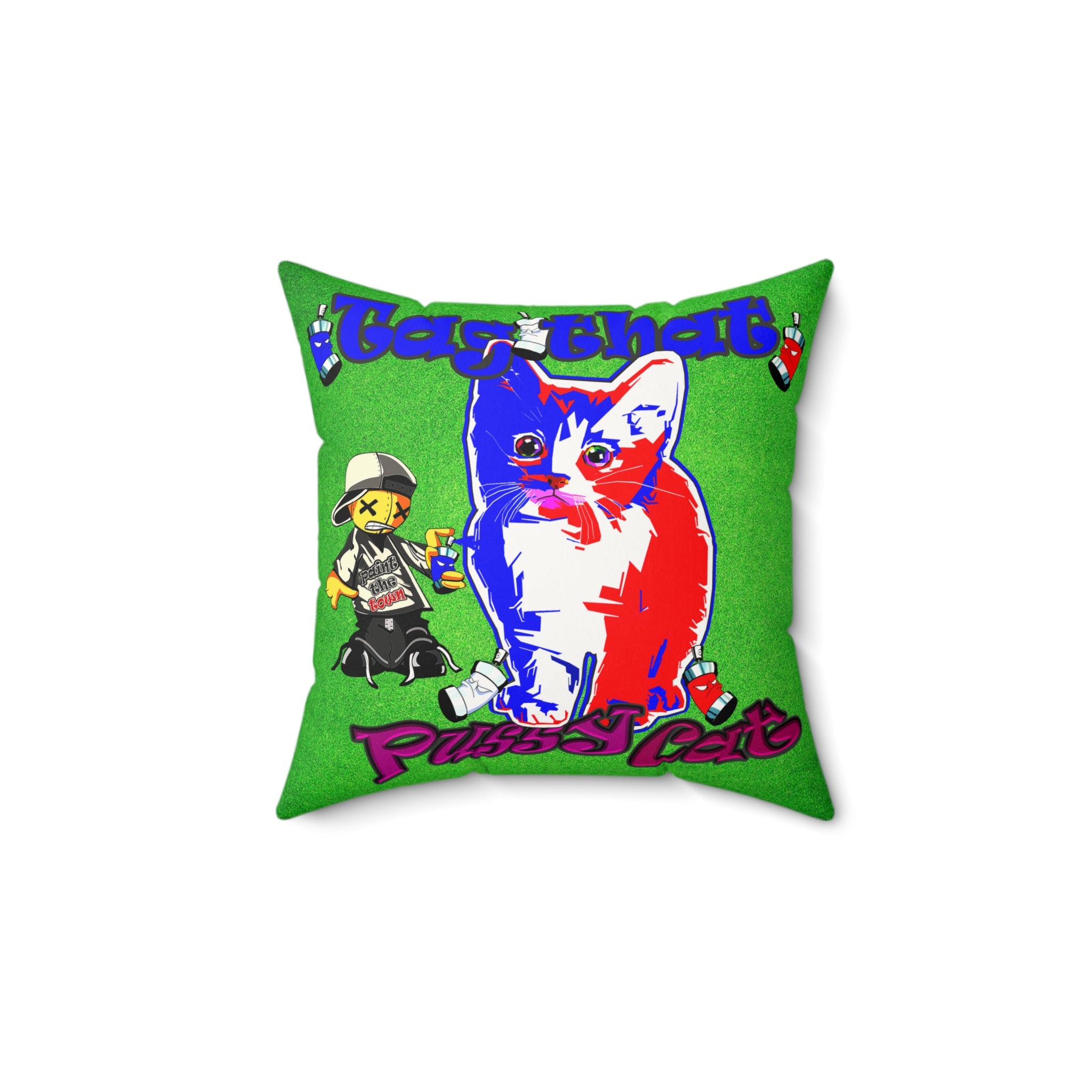 tag that - Faux Suede Square Pillow - (green turf)