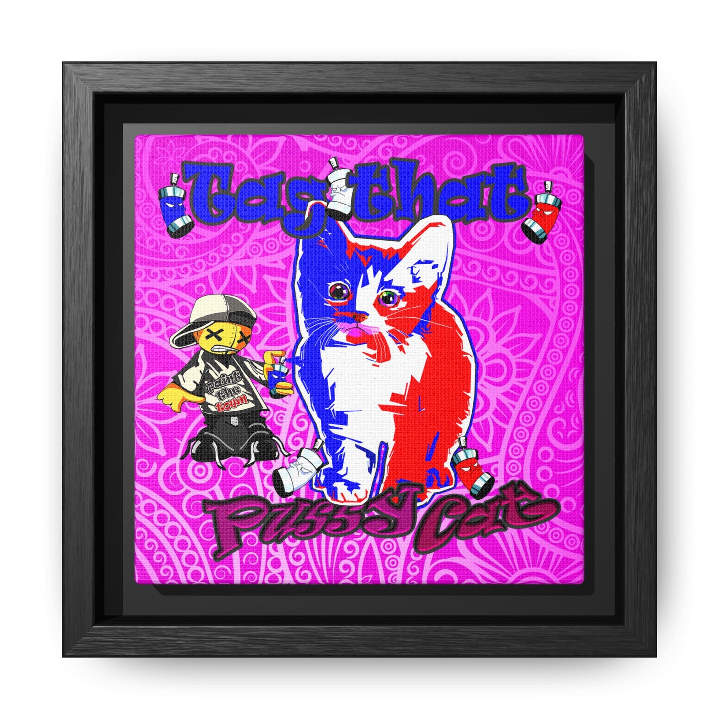 tag that - framed canvas art (pink swirl)