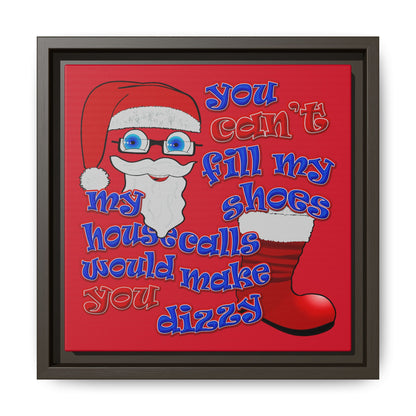 santa's shoes - framed canvas art (dark red)