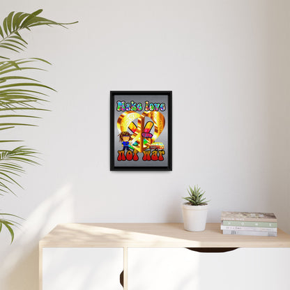 love peace - framed canvas art (brushed nickel)