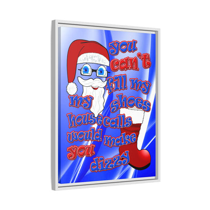 santa's shoes - framed canvas art (blue-white wave)