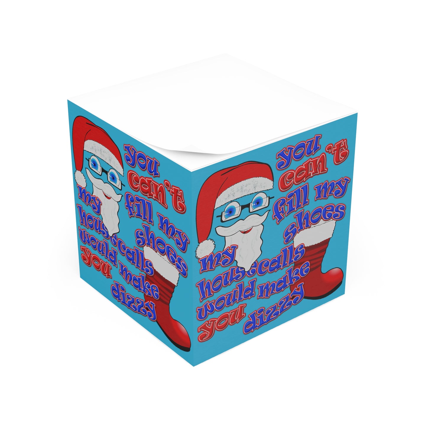 santa's shoes - note cube (turquoise)