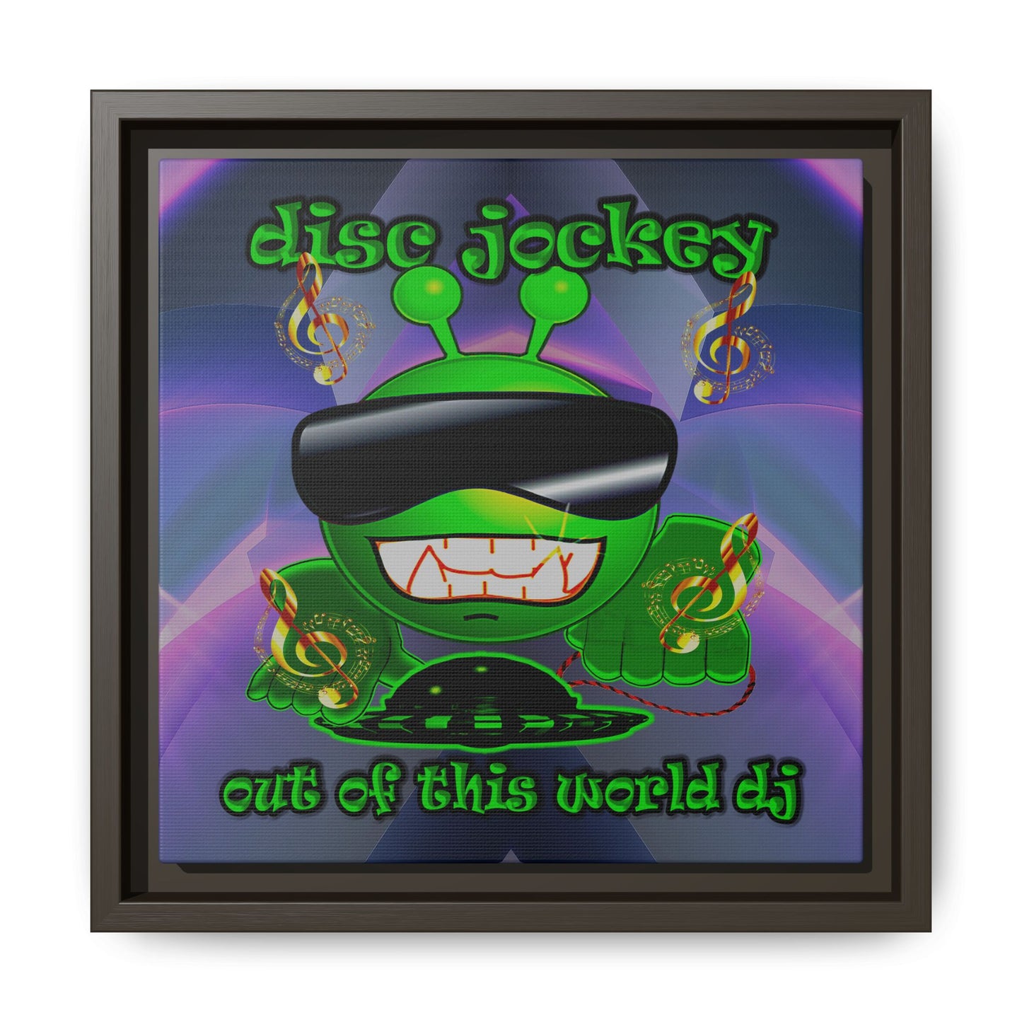 disc jockey - framed canvas art (grey-pink wave)