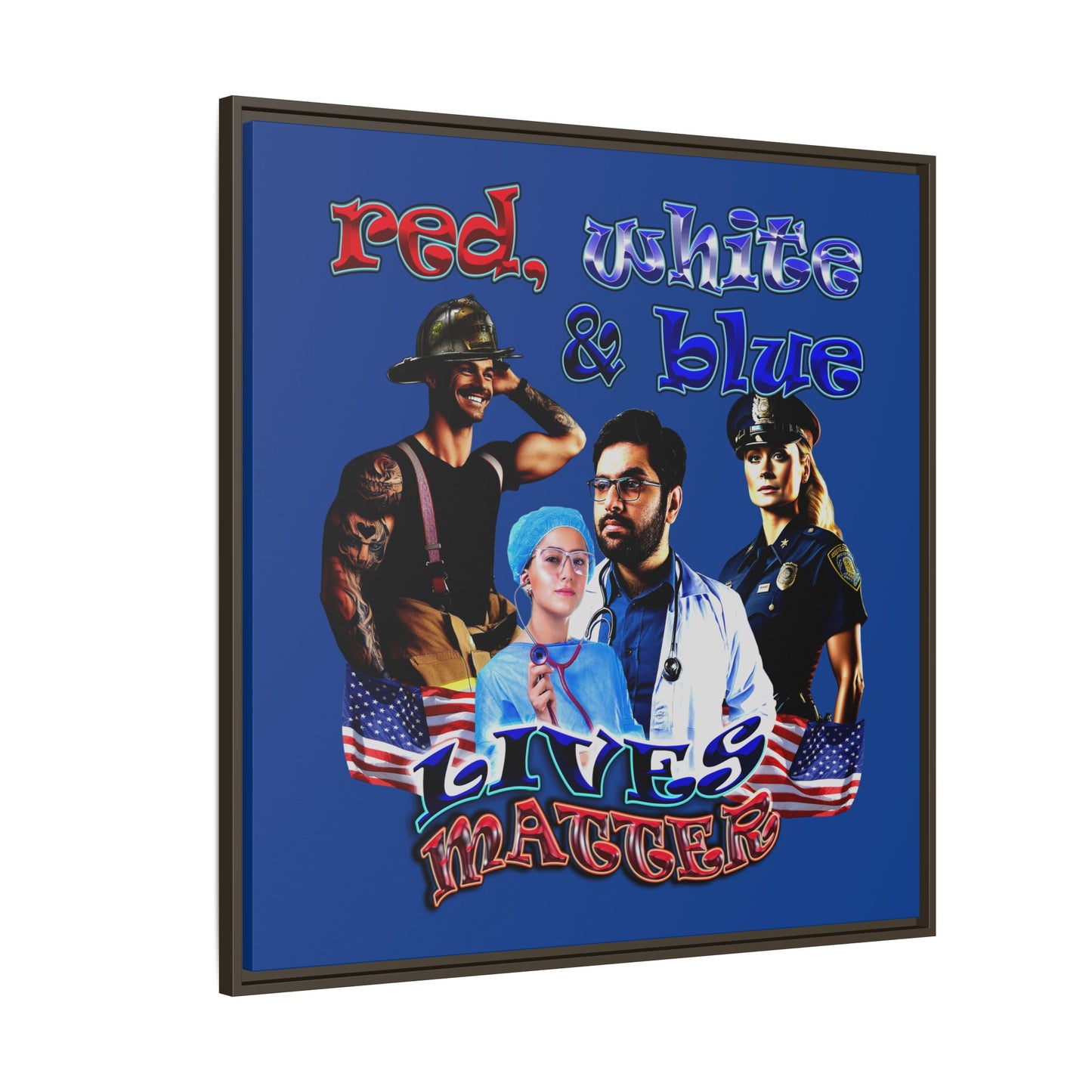 rw&b lives matter - framed canvas art (dark blue)