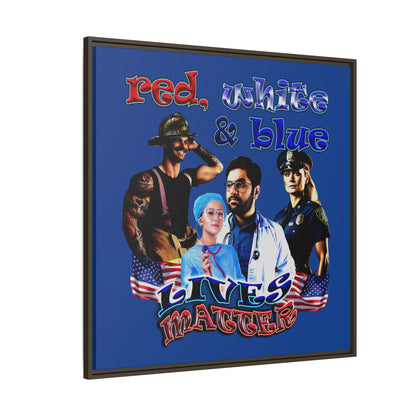 rw&b lives matter - framed canvas art (dark blue)