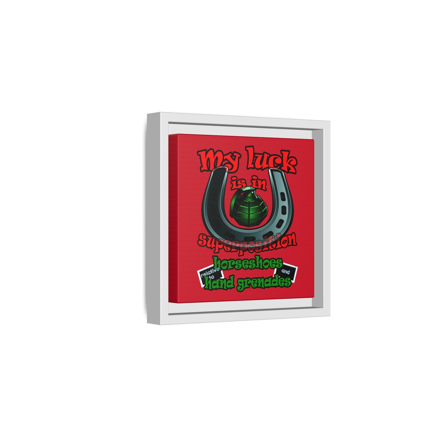 my luck - framed canvas art (dark red)