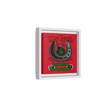 my luck - framed canvas art (dark red)