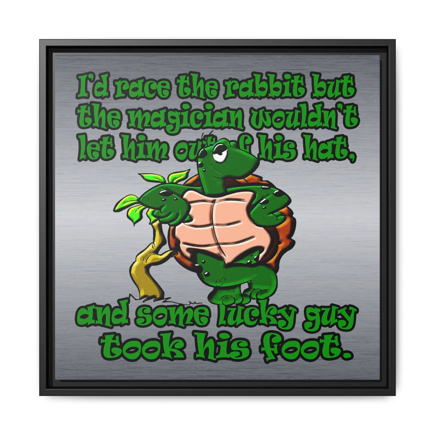 turtle race - framed canvas art (brushed nickel)