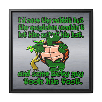 turtle race - framed canvas art (brushed nickel)