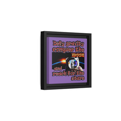 defy conquer reach - framed canvas art (light purple)