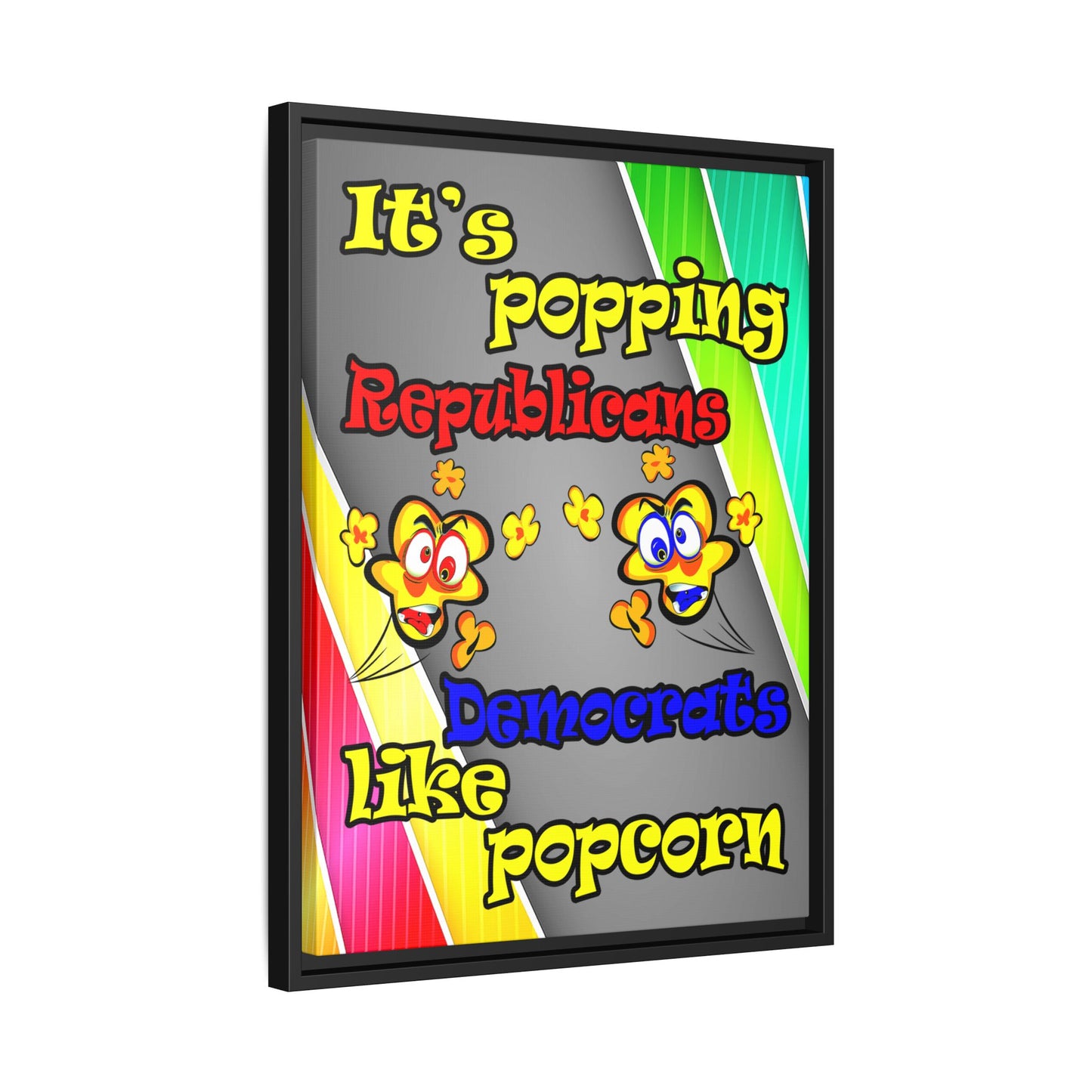 popping like popcorn - framed canvas art (rainbow split)