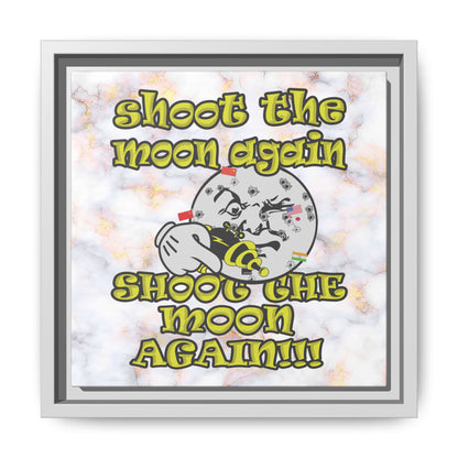 shoot the moon again - framed canvas art (white marble)